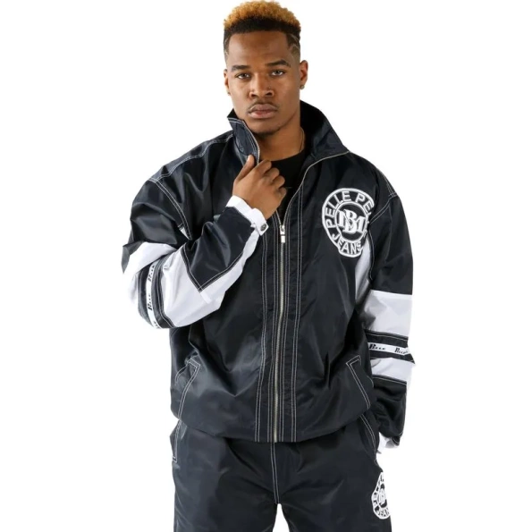 Pelle Pelle Men MB Jeans Nylon Tracksuit | Black Tracksuit