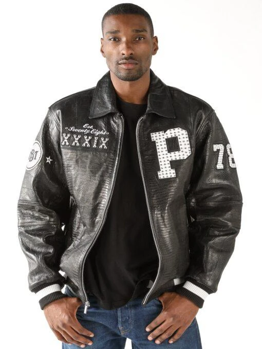 Pelle Pelle Black MB Varsity Leather Jacket | Men Jacket view 1