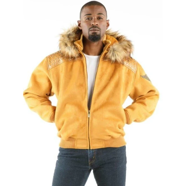 Pelle Pelle Yellow Wool Fur Hood Jacket | Airbourne Jacket