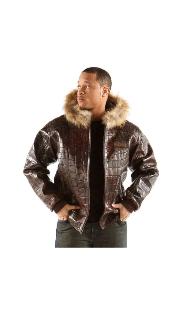 BROWN PELLE PELLE CROCODILE JACKET