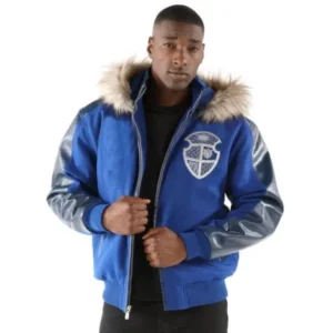 PELLE PELLE FUR BLUE LEATHER JACKET view 1