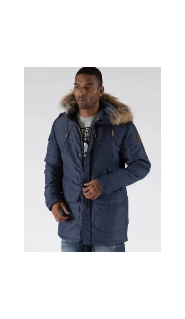 Bold Pelle Pelle Fur Hooded Blue Long Coat