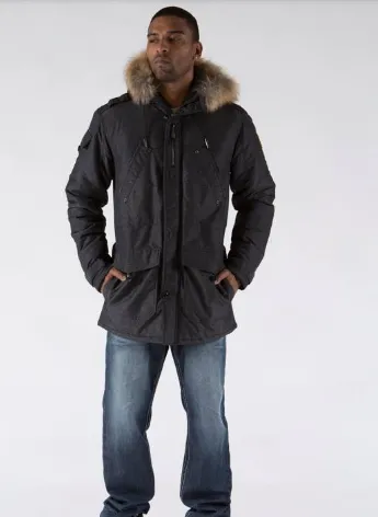 Pelle Pelle Black Fur Hooded Polyester Jacket view 3