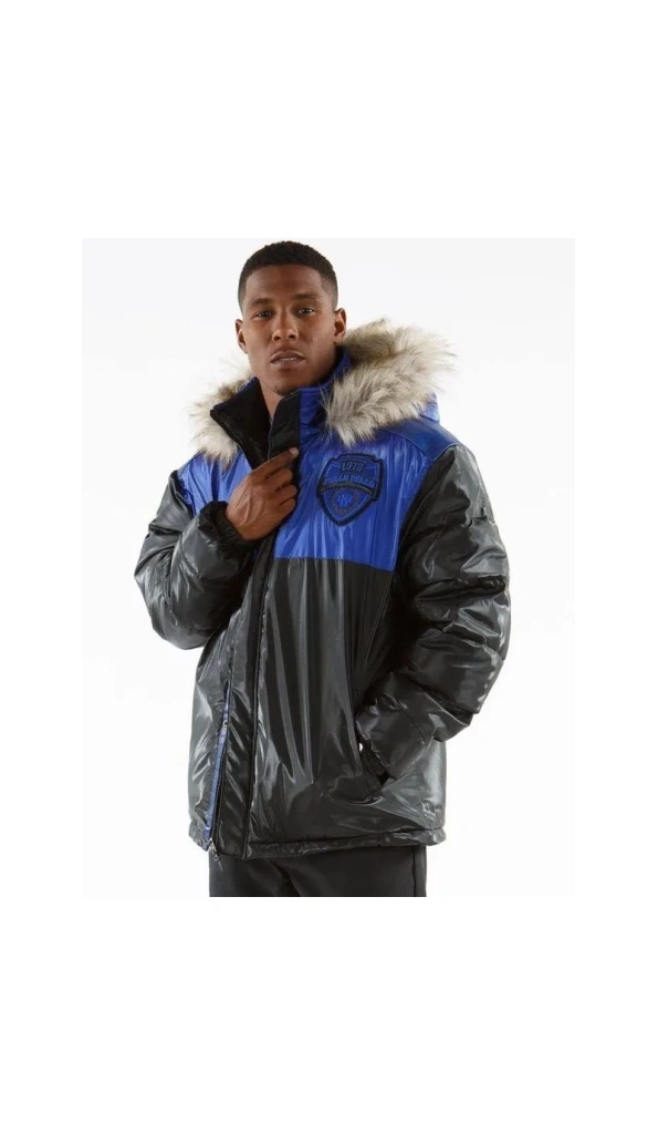 PELLE PELLE BLACK AND BLUE PUFFER COAT