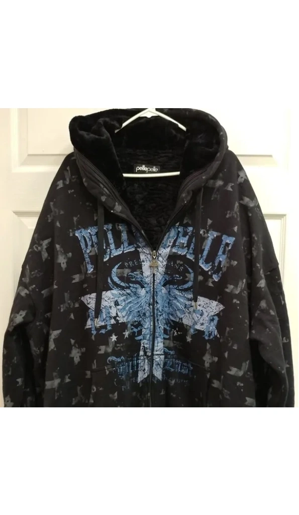BLACK PRINTED PELLE PELLE HOODIE