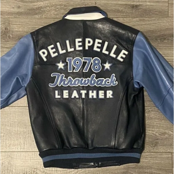 BLUE LEATHER JACKET BY PELLE PELLE