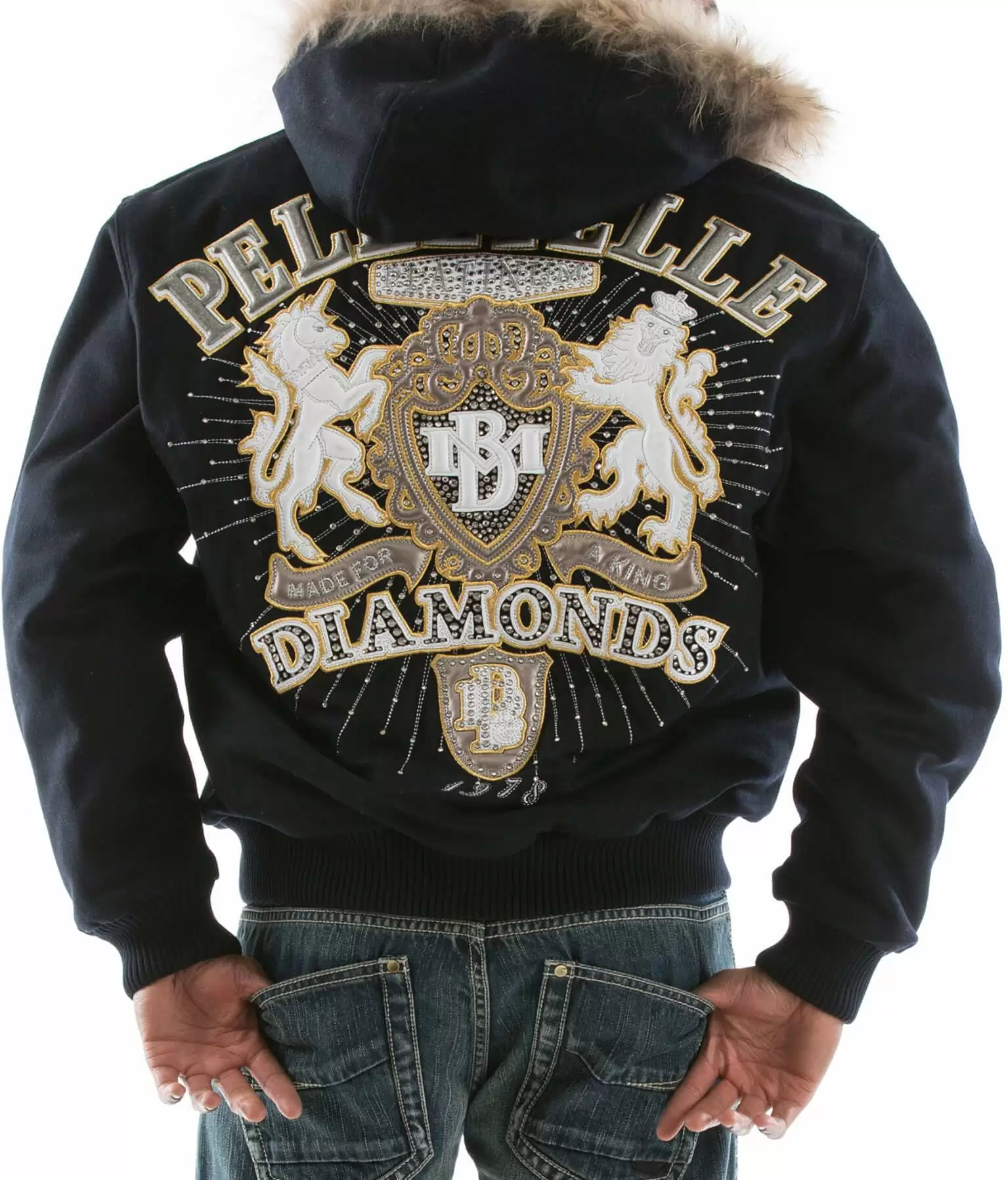 Bold Pelle Pelle Navy Platinum King Hood Jacket view 1