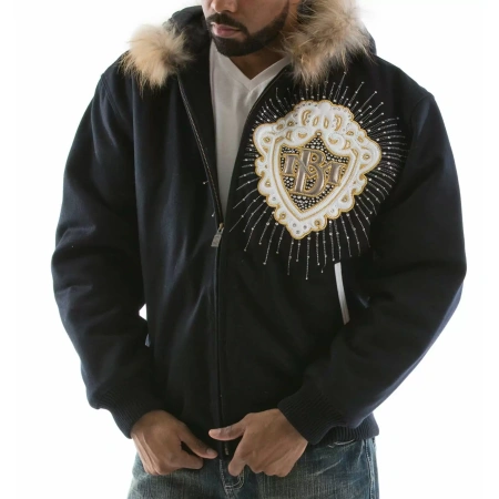 Bold Pelle Pelle Navy Platinum King Hood Jacket view 2