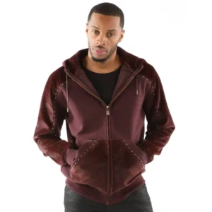 PELLE PELLE MAROON ORNATE HOODIE