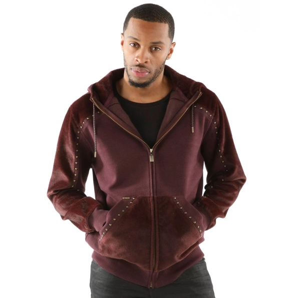 PELLE PELLE MAROON ORNATE HOODIE view 1