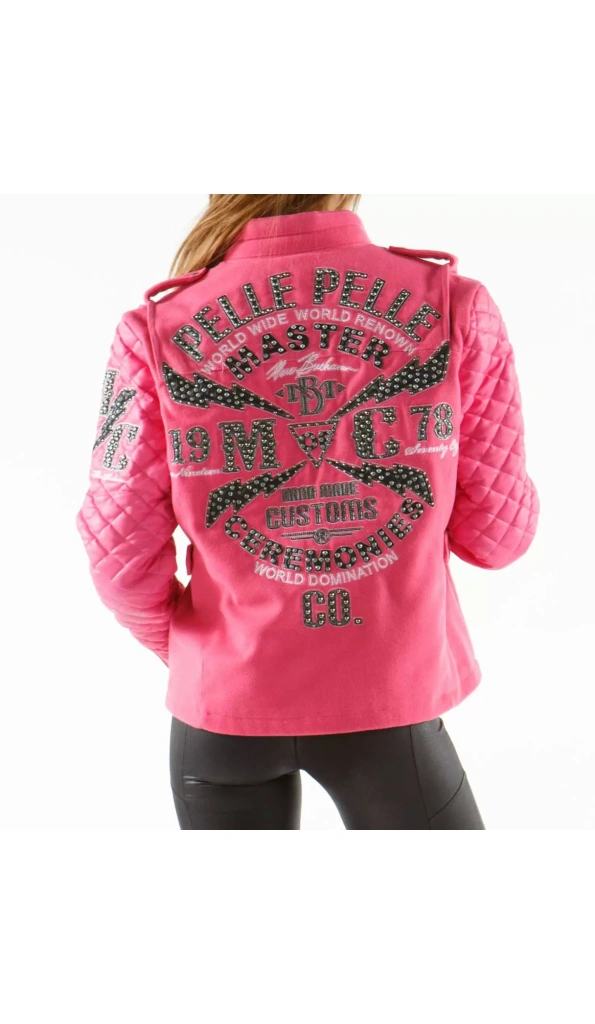 Bold Pelle Pelle Pink MC Varsity Jacket
