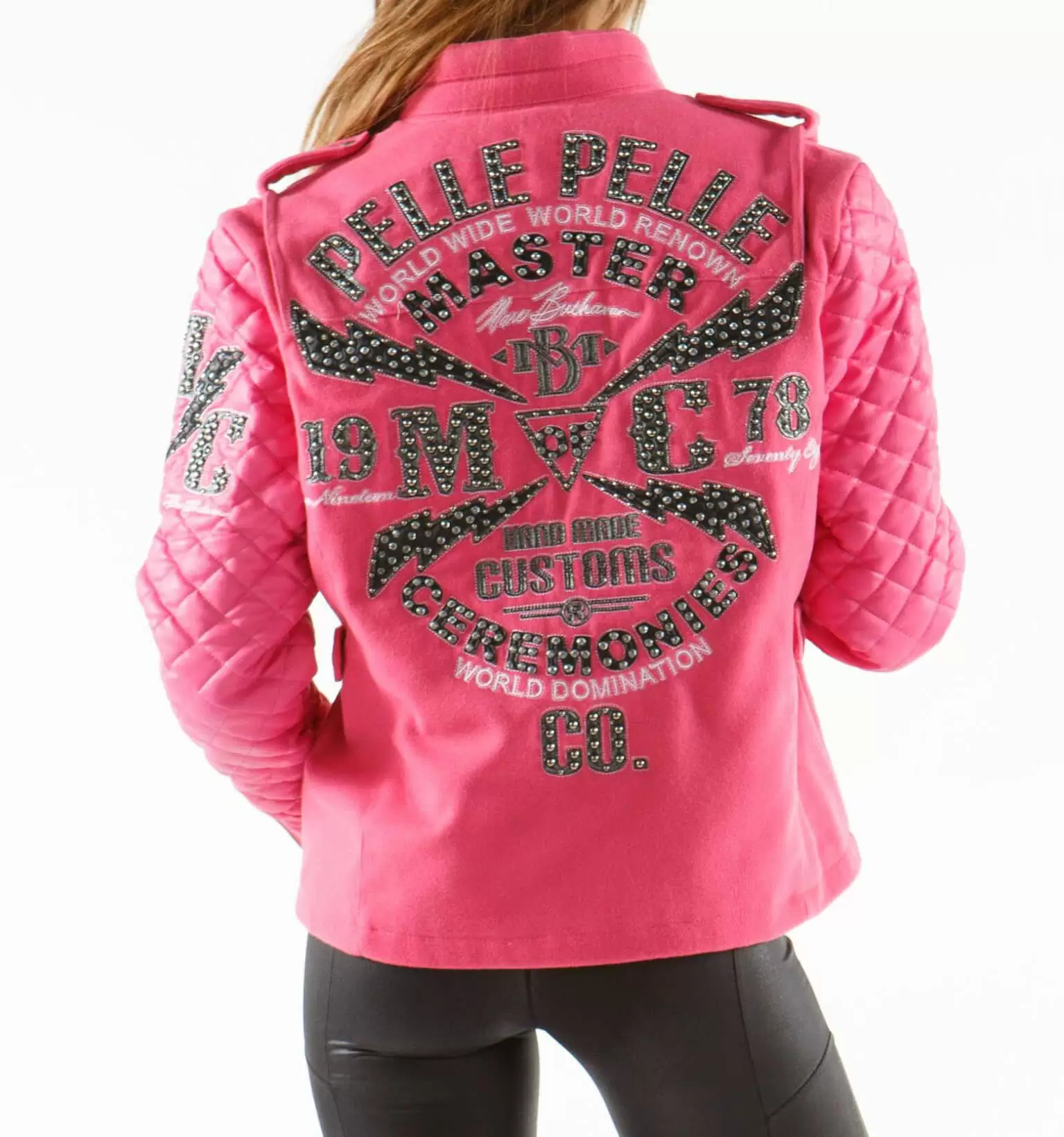 Bold Pelle Pelle Pink MC Varsity Jacket