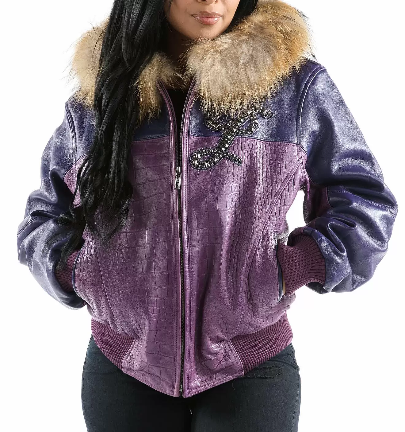 Exclusive Pelle Pelle Purple Hooded Leather Jacket view 2