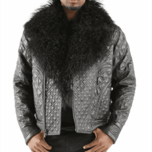 Pelle Pelle Biker Men Quilted Grey Jacket