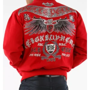 PELLE PELLE RED STUDDED WOOL JACKET