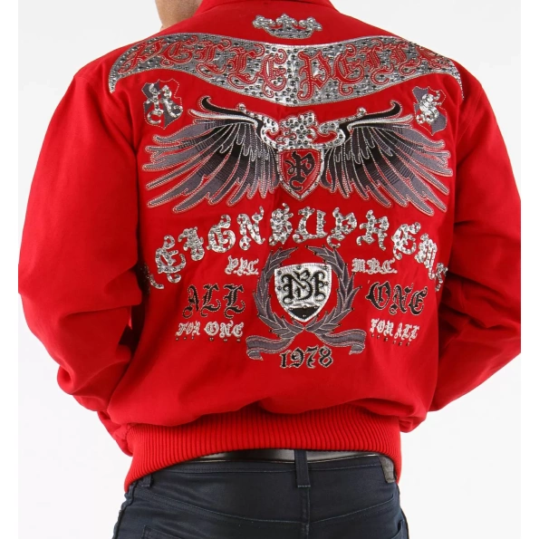 PELLE PELLE RED STUDDED WOOL JACKET