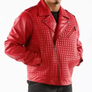 Red Pelle Pelle Biker Leather Jacket