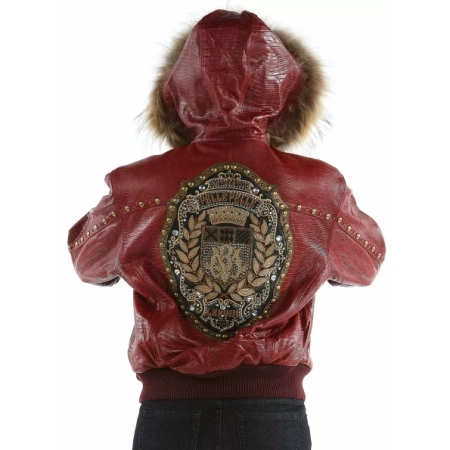PELLE PELLE STUDDEN HOODIE MAROON JACKET view 2