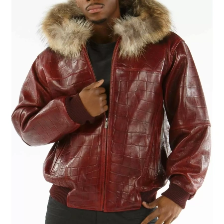 Pelle Pelle Maroon Script Leather Studded Jacket view 2