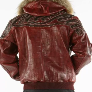 Pelle Pelle Maroon Script Leather Studded Jacket