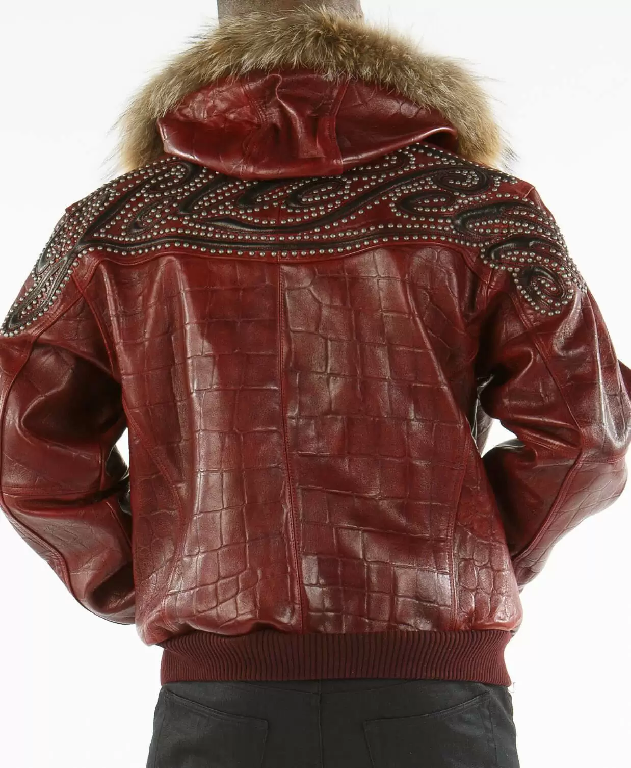 Pelle Pelle Maroon Script Leather Studded Jacket