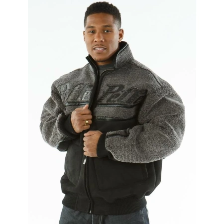 Pelle Pelle Men Grey Black Fur Wool Jacket view 3