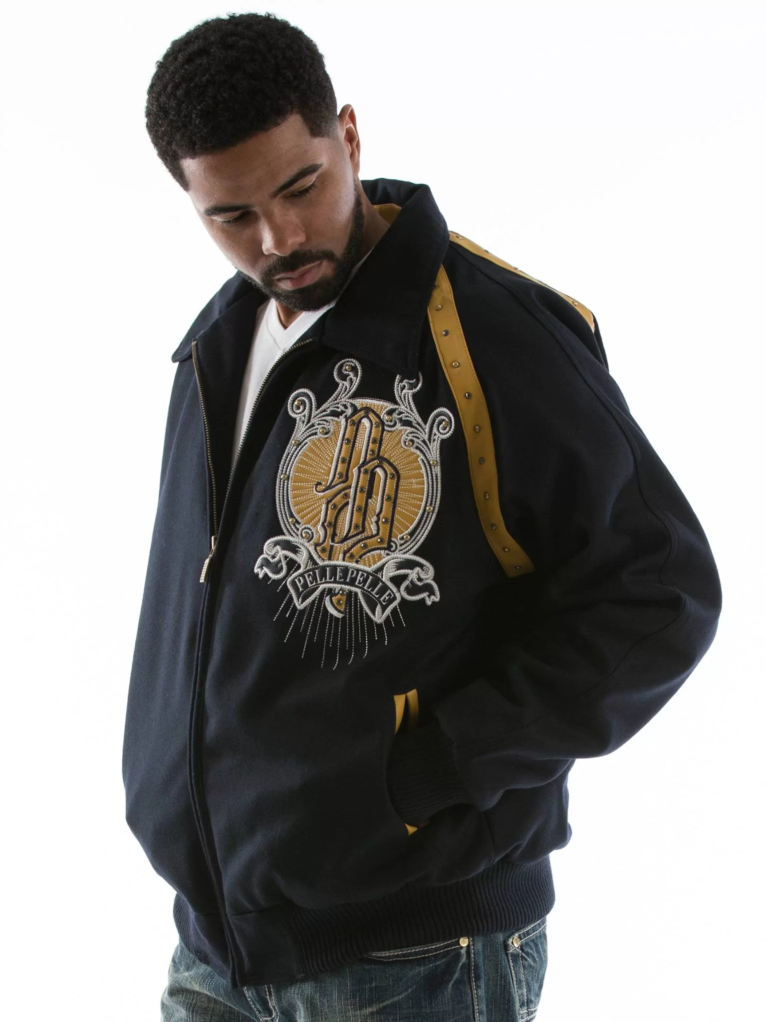 Pelle Pelle Navy Blue Top Brass Wool Jacket