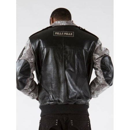 Exclusive Pelle Pelle Black Plushfoil Print Jacket view 2