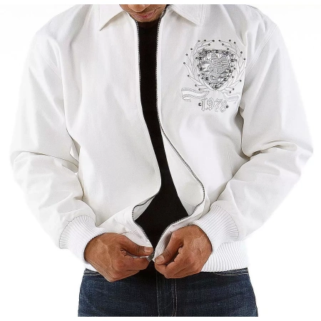 Pelle Pelle White Zipper Wool Jacket