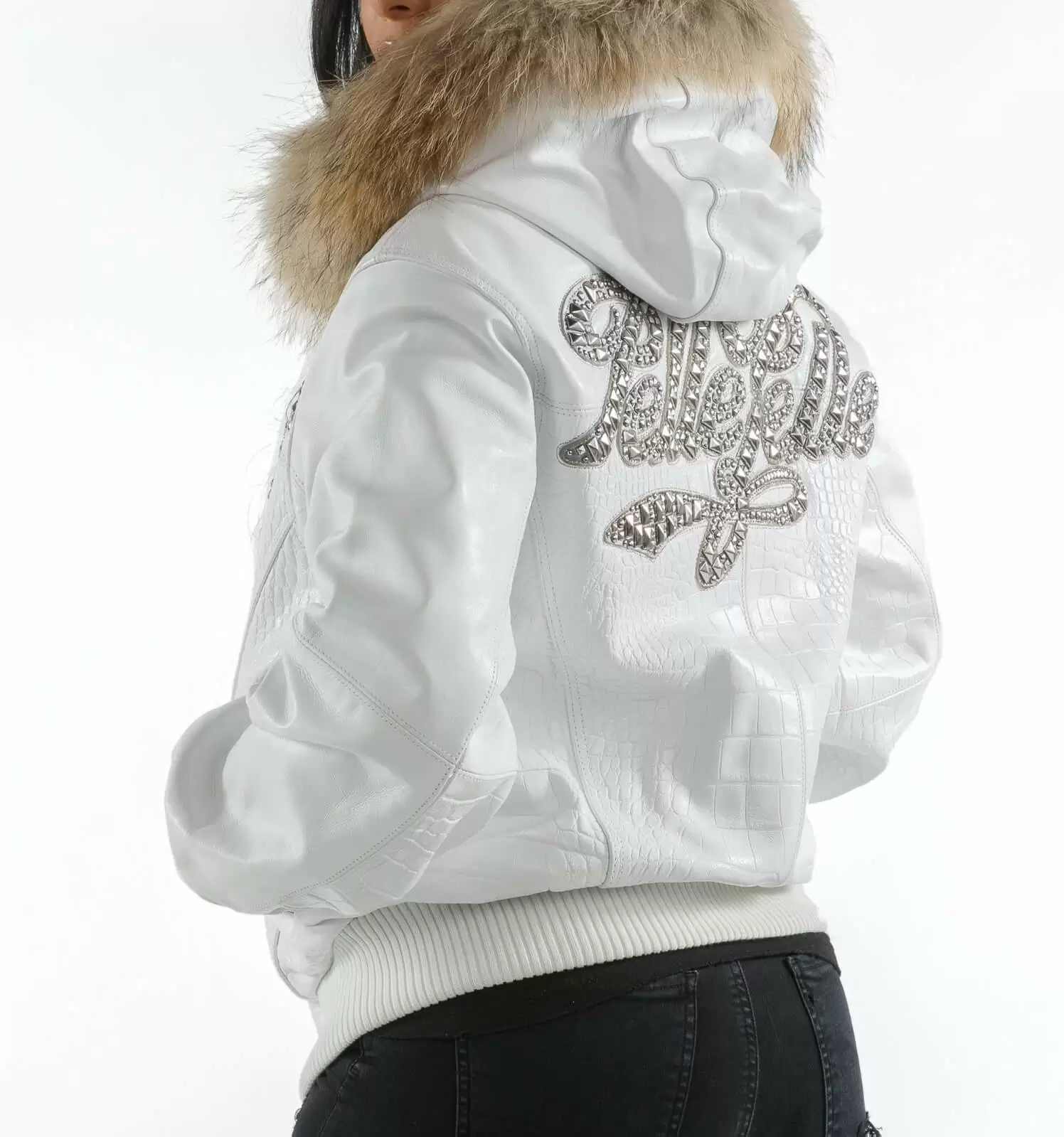 Exclusive Pelle Pelle White Hooded Script Jacket