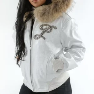 Exclusive Pelle Pelle White Hooded Script Jacket view 2