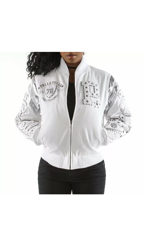 Pelle Pelle White Varsity Jacket
