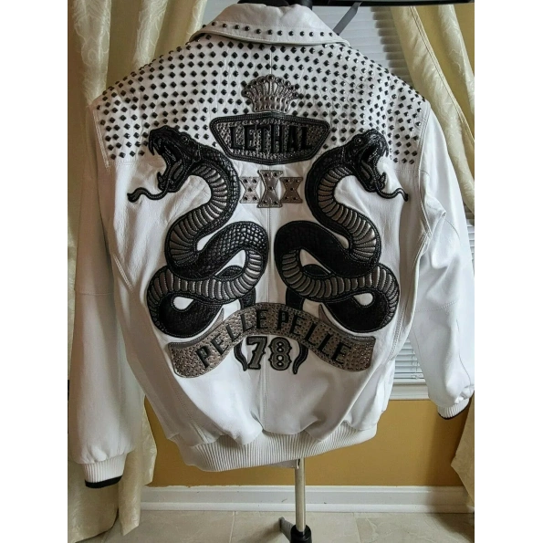 STUDDED WHITE JACKET PELLE PELLE | PELLE PELLE