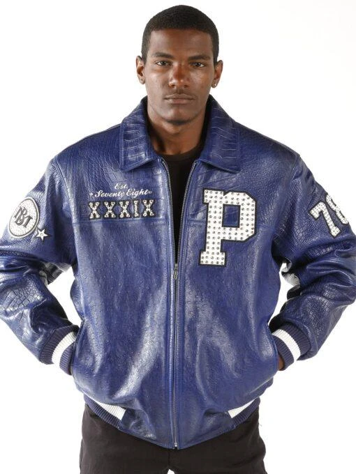Pelle Pelle Blue MB Varsity Leather Jacket | Men Jacket