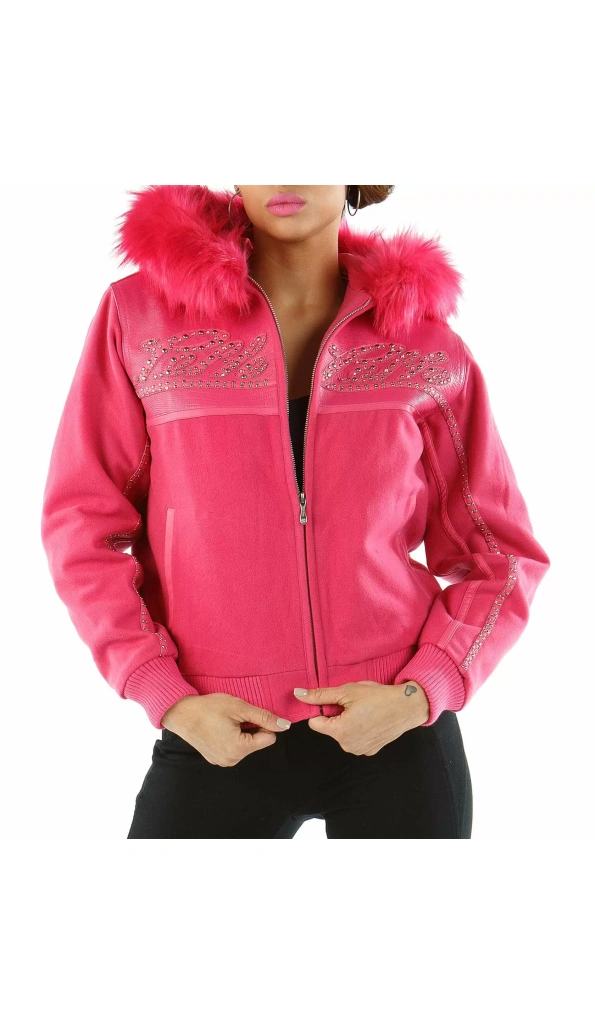 Pink Pelle Pelle Hood Wool Jacket