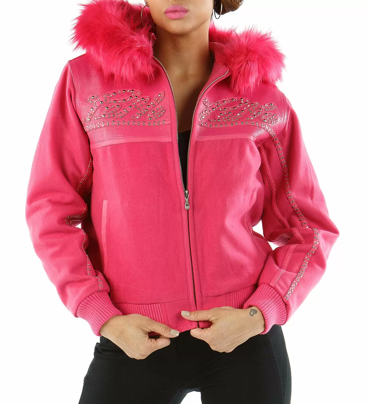 Pink Pelle Pelle Hood Wool Jacket view 1