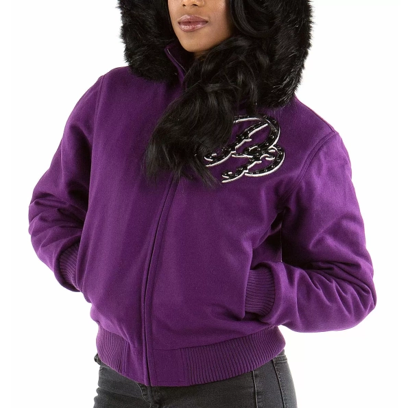 Pelle Pelle Purple Born Free Wool Jacket | Fur Hood Jacket
