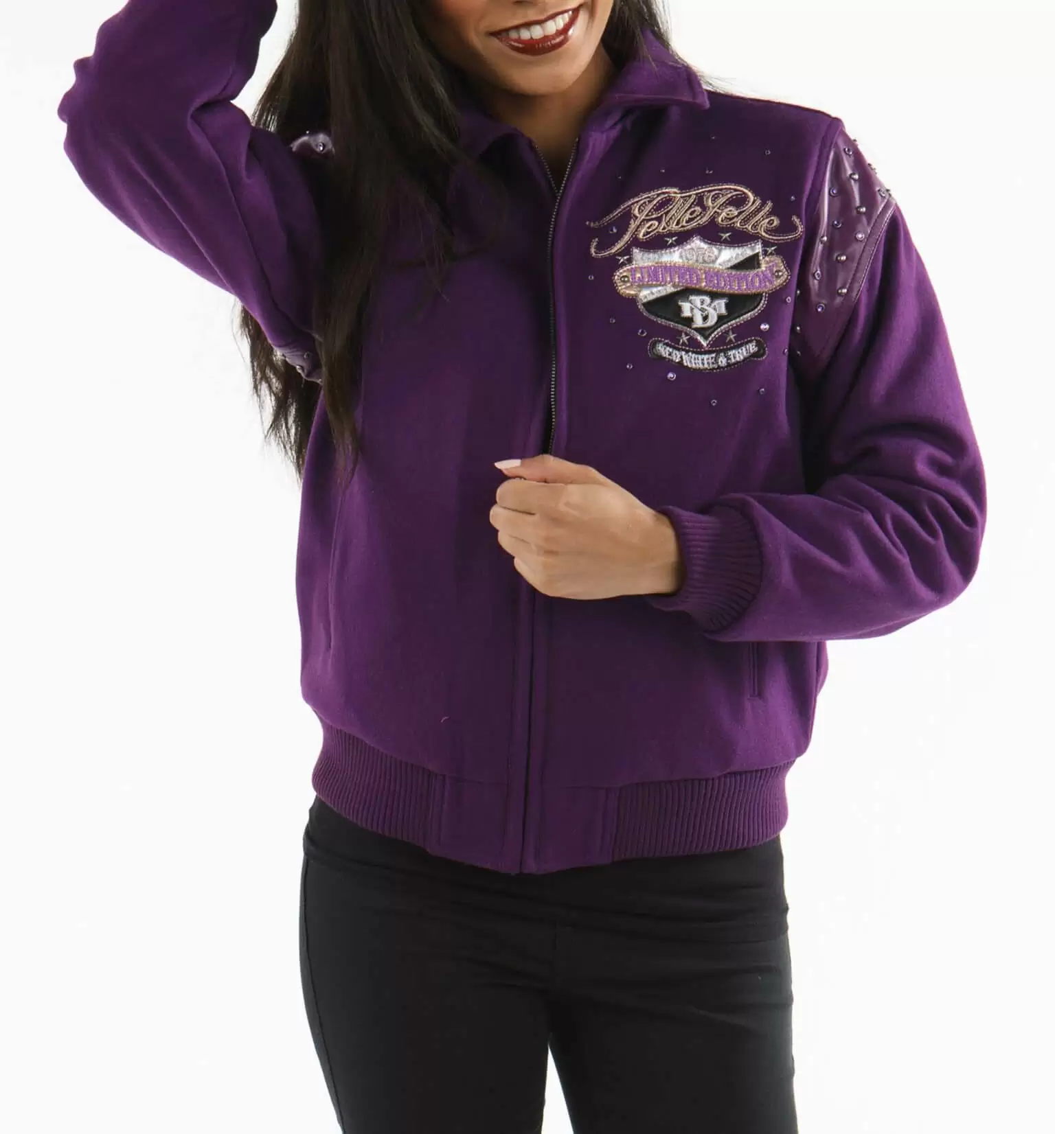 Purple Pelle Pelle White Wool Jacket