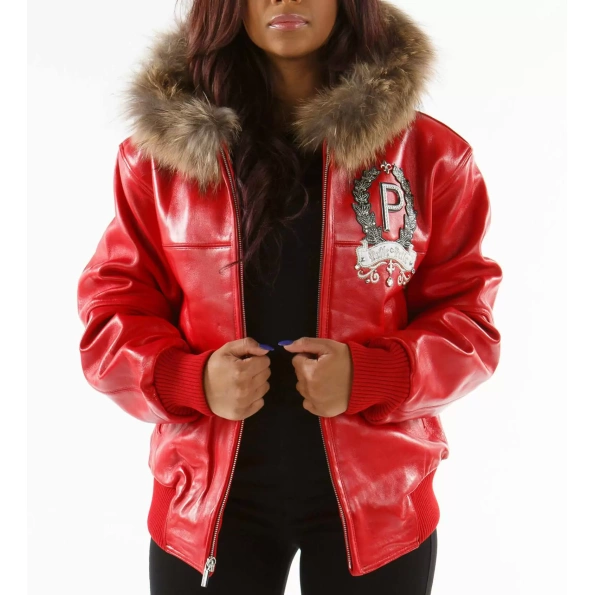 Pelle Pelle Red Legend Live A Queen Jacket | Fur Hood