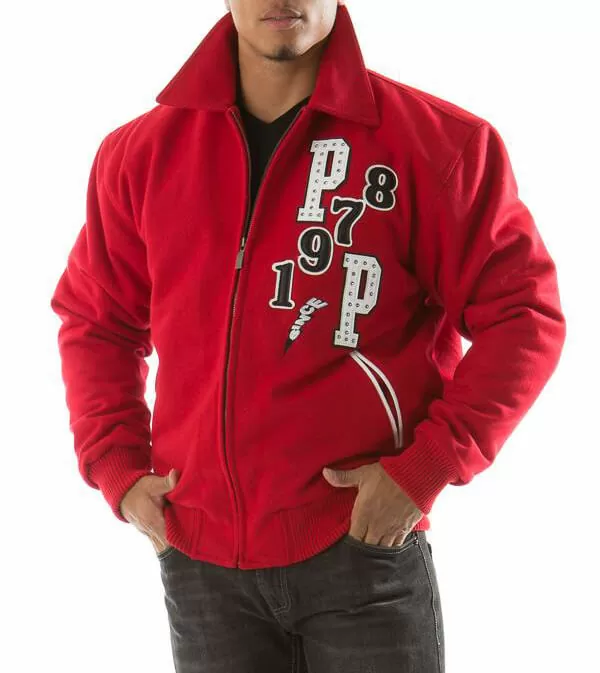 Bold Red Pelle Pelle Fighting Tiger Wool Jacket view 2