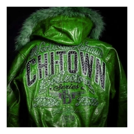 Pelle Pelle Green Chi Town Fur Hood Jacket | Leather Jacket view 2