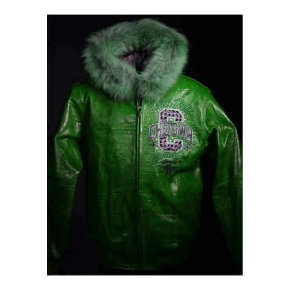 Pelle Pelle Chi-Town Green Leather Jacket | Fur Hooded Jackets