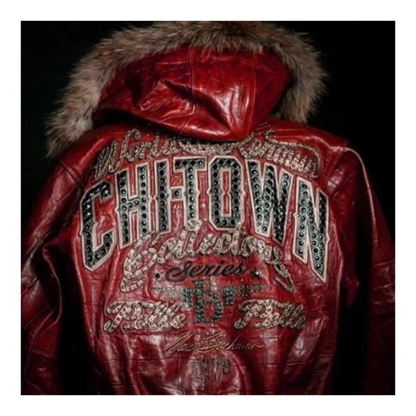 Pelle Pelle Chi-Town Red Leather Jacket | Fur Hooded Jacket