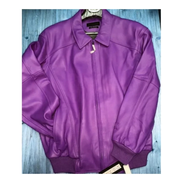 Best Pelle Pelle Plain Purple Leather Jacket view 1