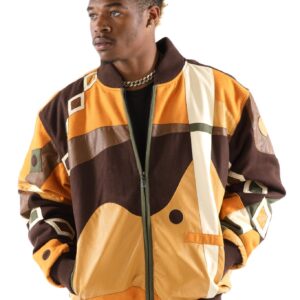 Pelle Pelle Yellow Abstract Bomber Jacket