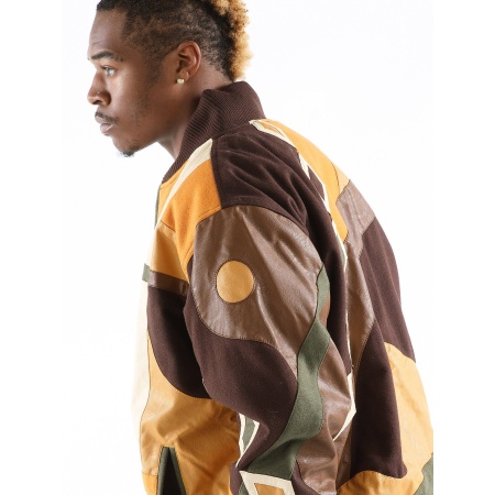 Pelle Pelle Yellow Abstract Bomber Jacket view 4