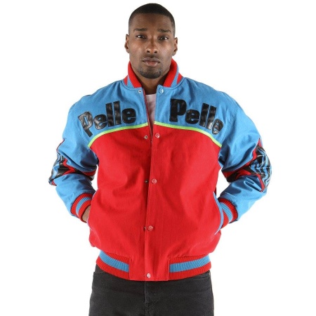 Pelle Pelle Red Blue Varsity Wool Jacket view 2