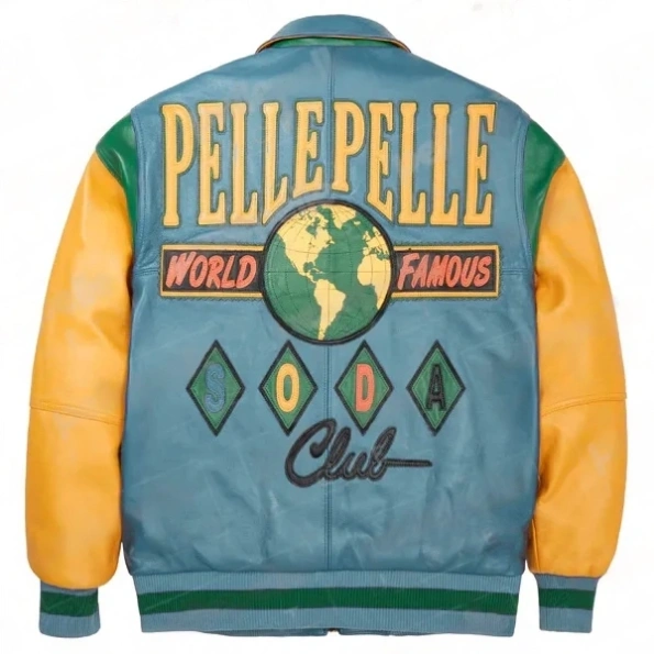 Pelle Pelle Turquoise Yellow Leather Jacket view 1