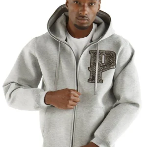 Pelle Pelle Men Grey Woolen Hood Jacket | Zipper Jacket