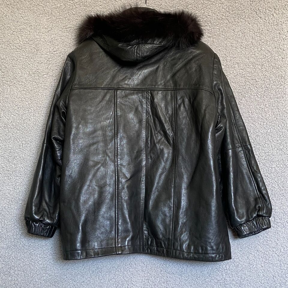 Pelle Pelle Black Leather Fur Hood Jacket | Men & Women view 2